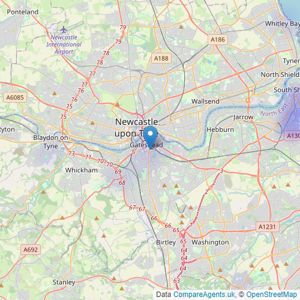 10Homes - Gateshead listings heatmap