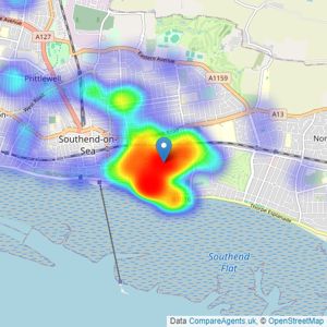 1st Call Sales & Lettings - Southend listings heatmap