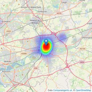 222 Estates Ltd - Warrington listings heatmap