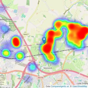 A J Homes - Winterbourne listings heatmap