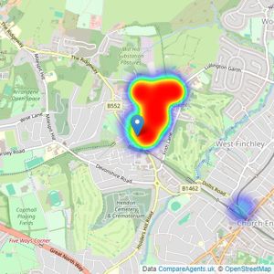 Aaron Shohet Property - Covering Mill Hill listings heatmap