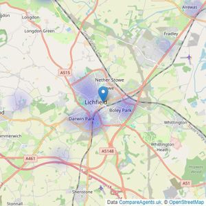 Abbot & Sumnall Properties - Lichfield listings heatmap