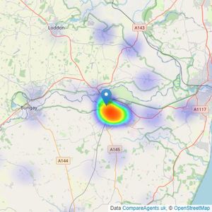 Abbotts - Beccles listings heatmap