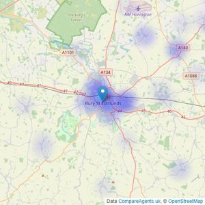 Abbotts - Bury St Edmunds listings heatmap