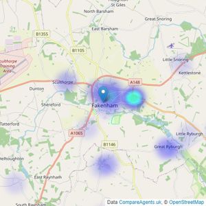 Abbotts - Fakenham listings heatmap