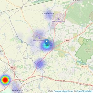 Abbotts - Mildenhall listings heatmap