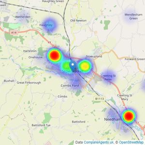 Abbotts - Stowmarket listings heatmap