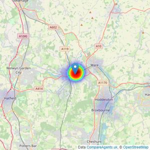 Abel of Hertford - Hertford listings heatmap