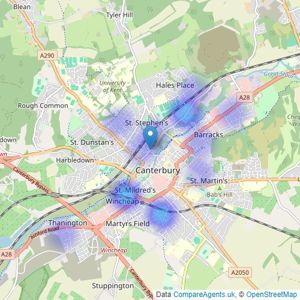 Abode Sales & Lettings - Canterbury listings heatmap