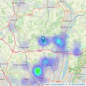 Absolute Property Agents - Cuffley - Sales listings heatmap