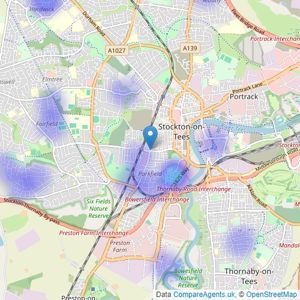 Acorn Lettings & Sales - Stockton-On-Tees listings heatmap