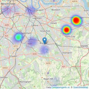 Acorn New Homes - New Homes Bromley listings heatmap