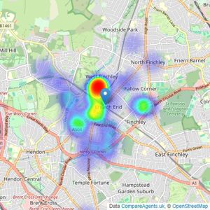 Adam Hayes Estate Agents - Finchley Central, N3 listings heatmap