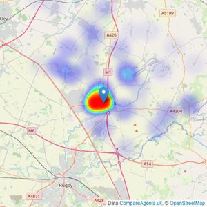 Adams & Jones Estate Agents - Lutterworth listings heatmap