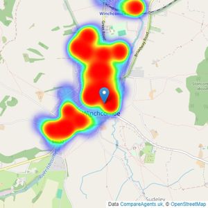 Adams Estate Agents & Residential Lettings - Winchcombe listings heatmap