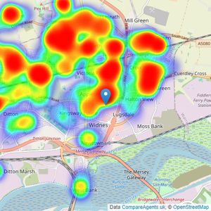 Adams Estate Agents - Widnes listings heatmap