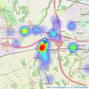 Addisons Estate and Letting Agent - Wigan listings heatmap