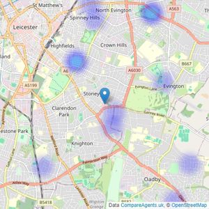 Adore Fine Homes Limited - Leicester listings heatmap