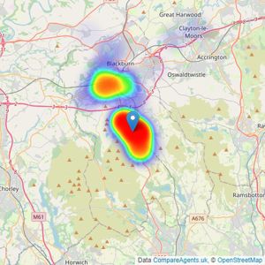 Ainsworth Lord Estates - Darwen listings heatmap