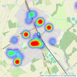 Aitchisons - Radlett listings heatmap