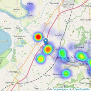 AJ Estate Agents of Gloucestershire - Stonehouse listings heatmap