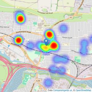 AJM Estates - Cosham listings heatmap