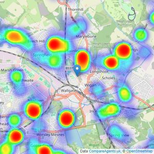 Alan Batt Estate Agents - Wigan listings heatmap