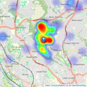 Alan Cooke Sales & Lettings - Meanwood listings heatmap