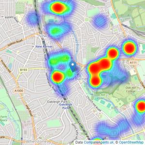 Aleco Estate Agents - East Barnet listings heatmap