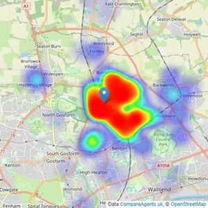 Alexander Hudson Estates - Newcastle listings heatmap