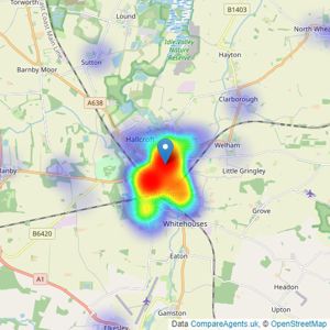 Alexander Jacob Ltd - Retford listings heatmap