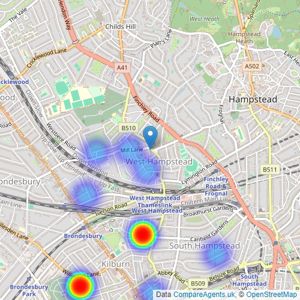 Alexanders Property Consultants - West Hampstead listings heatmap