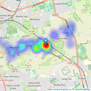 Alfred Pallas - East Boldon listings heatmap