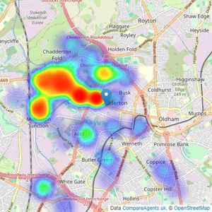 Alistair Stevens Chadderton - Oldham listings heatmap