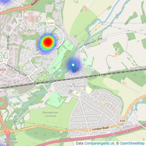 All Aspects Letting Services Ltd - Basingstoke listings heatmap