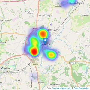 Allen & Harris - Chippenham listings heatmap