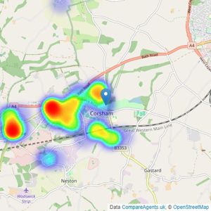 Allen & Harris - Corsham listings heatmap