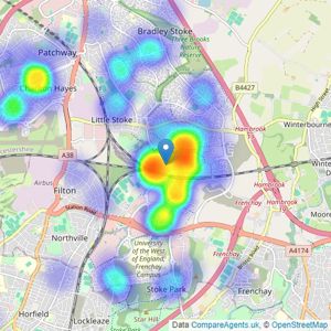 Allen & Harris - Stoke Gifford listings heatmap