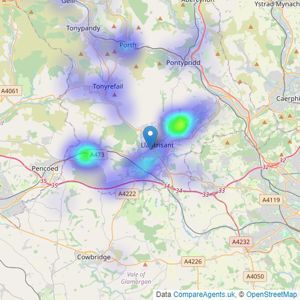 Allen & Harris - Talbot Green listings heatmap