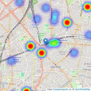 Alwyne Estate Agents - London listings heatmap