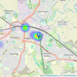 Amethyst Sales and Lettings Limited - Rugby listings heatmap