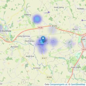 Andersons of Felsted Limited - Felsted listings heatmap