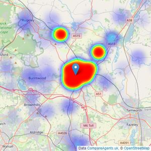 Andrew Downing-Booth Estate Agents - Lichfield listings heatmap