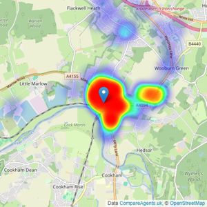 Andrew Milsom - Bourne End listings heatmap