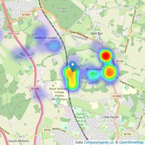 Andrew Ward - Brookmans Park listings heatmap