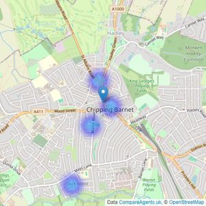 Andrews Estate Agents - Barnet listings heatmap