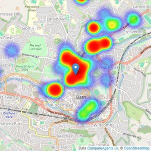 Andrews Estate Agents - Bath listings heatmap