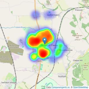 Andrews Estate Agents - Bishops Cleeve listings heatmap