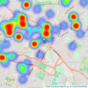 Andrews Estate Agents - Cheltenham listings heatmap