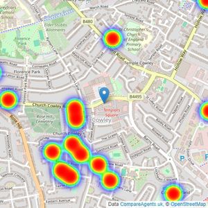 Andrews Estate Agents - Cowley listings heatmap